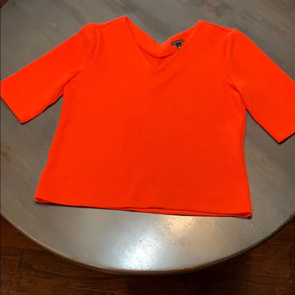 Ann Taylor Red/Orange Textured Knit Top